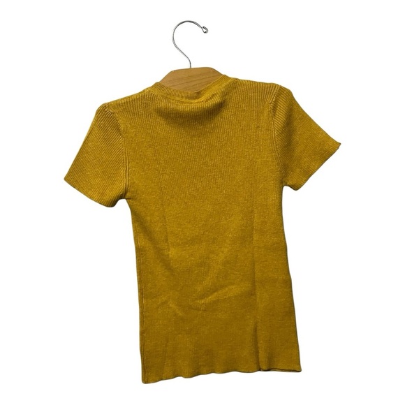 Tia Cibani Marigold Ribbed Short Sleeve Sweater Girls Size 7/8 Mustard Yellow - Picture 2 of 5